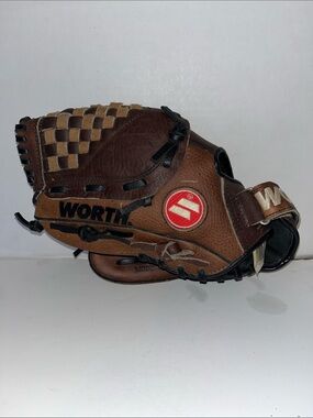 Worth TM115R Brown and Tan Leather Baseball Glove with Black Laces